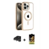 MARSİLYAN™- iPhone 14 Pro Max Kılıf Eksen Form Koleksiyonu - Siyah Buffer Cam Ekran Koruyucu + Raze Metal Kamera Lens - GS