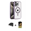 MARSİLYAN™- iPhone 14 Pro Max Kılıf Eksen Form Koleksiyonu - Siyah Buffer Cam Ekran Koruyucu + Raze Metal Kamera Lens - GS