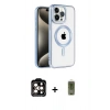 MARSİLYAN™- iPhone 14 Pro Max Kılıf Eksen Form Koleksiyonu - Siyah Joko Magic 5D Hayalet Cam + PVD Metal Kamera Lens - TU