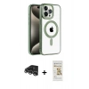 MARSİLYAN™- iPhone 14 Pro Max Kılıf Eksen Form Koleksiyonu - Siyah Mat Seramik Nano Ekran Koruyucu + Gümüş Raze Metal Kamera Lens