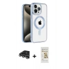 MARSİLYAN™- iPhone 14 Pro Max Kılıf Eksen Form Koleksiyonu - Siyah Mat Seramik Nano Ekran Koruyucu + Gümüş Raze Metal Kamera Lens