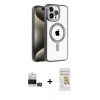 MARSİLYAN™- iPhone 14 Pro Max Kılıf Eksen Form Koleksiyonu - Siyah Mat Seramik Nano Ekran Koruyucu + Gümüş Bilvis Titan Kamera Lens