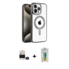 MARSİLYAN™- iPhone 14 Pro Max Kılıf Eksen Form Koleksiyonu - Siyah Polymer Nano Ekran Koruyucu + Derin Mor Bilvis Titan Kamera Lens