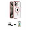 MARSİLYAN™- iPhone 14 Pro Max Kılıf Eksen Form Koleksiyonu - Siyah Polymer Nano Ekran Koruyucu + Derin Mor Bilvis Titan Kamera Lens