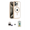 MARSİLYAN™- iPhone 14 Pro Max Kılıf Eksen Form Koleksiyonu - Siyah Polymer Nano Ekran Koruyucu + Derin Mor Bilvis Titan Kamera Lens