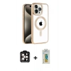MARSİLYAN™- iPhone 14 Pro Max Kılıf Eksen Form Koleksiyonu - Siyah Polymer Nano Ekran Koruyucu + PVD Metal Kamera Lens - TU