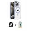 MARSİLYAN™- iPhone 14 Pro Max Kılıf Eksen Form Koleksiyonu - Siyah Polymer Nano Ekran Koruyucu + PVD Metal Kamera Lens - TU