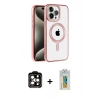 MARSİLYAN™- iPhone 14 Pro Max Kılıf Eksen Form Koleksiyonu - Siyah Polymer Nano Ekran Koruyucu + PVD Metal Kamera Lens - TU