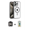 MARSİLYAN™- iPhone 14 Pro Max Kılıf Eksen Form Koleksiyonu - Siyah Polymer Nano Ekran Koruyucu + PVD Metal Kamera Lens - TU