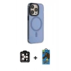 MARSİLYAN™- iPhone 14 Pro Max Kılıf Eksen Işık Prime - Siyah 18D Cam Ekran Koruyucu + PVD Metal Kamera Lens - TU
