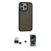 MARSİLYAN™- iPhone 14 Pro Max Kılıf Eksen Işık - Şeffaf 360 Full Body Arka Koruyucu + Derin Mor Bilvis Titan Kamera Lens