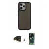 MARSİLYAN™- iPhone 14 Pro Max Kılıf Eksen Işık - Şeffaf 360 Full Body Arka Koruyucu + Raze Metal Kamera Lens - GD