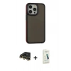 MARSİLYAN™- iPhone 14 Pro Max Kılıf Eksen Işık - Şeffaf Pasifik Cam Ekran Koruyucu + Raze Metal Kamera Lens - GD