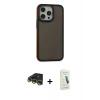 MARSİLYAN™- iPhone 14 Pro Max Kılıf Eksen Işık - Şeffaf Pasifik Cam Ekran Koruyucu + Raze Metal Kamera Lens - GD
