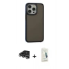 MARSİLYAN™- iPhone 14 Pro Max Kılıf Eksen Işık - Şeffaf Pasifik Cam Ekran Koruyucu + Raze Metal Kamera Lens - GS