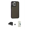 MARSİLYAN™- iPhone 14 Pro Max Kılıf Eksen Işık - Şeffaf Pasifik Cam Ekran Koruyucu + Raze Metal Kamera Lens - GS