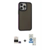 MARSİLYAN™- iPhone 14 Pro Max Kılıf Eksen Işık - Şeffaf Royal Nano Ekran Koruyucu + Bilvis Titan Kamera Lens - GS