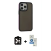 MARSİLYAN™- iPhone 14 Pro Max Kılıf Eksen Işık - Şeffaf Royal Nano Ekran Koruyucu + PVD Metal Kamera Lens - TU