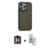 MARSİLYAN™- iPhone 14 Pro Max Kılıf Eksen Işık - Şeffaf Royal Nano Ekran Koruyucu + PVD Metal Kamera Lens - TU