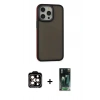 MARSİLYAN™- iPhone 14 Pro Max Kılıf Eksen Işık - Siyah 360 Mat Full Body Arka Koruyucu + PVD Metal Kamera Lens - TU