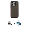 MARSİLYAN™- iPhone 14 Pro Max Kılıf Eksen Işık - Siyah 3D Antistatik Cam Ekran Koruyucu + Bilvis Titan Kamera Lens - SH