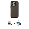 MARSİLYAN™- iPhone 14 Pro Max Kılıf Eksen Işık - Siyah 3D Antistatik Cam Ekran Koruyucu + Bilvis Titan Kamera Lens - SH