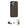 MARSİLYAN™- iPhone 14 Pro Max Kılıf Eksen Işık - Siyah 6D Mat Seramik Hayalet Nano Ekran Koruyucu + Bilvis Titan Kamera Lens - GD