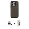 MARSİLYAN™- iPhone 14 Pro Max Kılıf Eksen Işık - Siyah 6D Mat Seramik Hayalet Nano Ekran Koruyucu + Bilvis Titan Kamera Lens - SH