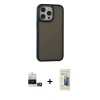 MARSİLYAN™- iPhone 14 Pro Max Kılıf Eksen Işık - Siyah 6D Mat Seramik Hayalet Nano Ekran Koruyucu + Bilvis Titan Kamera Lens - GD