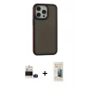 MARSİLYAN™- iPhone 14 Pro Max Kılıf Eksen Işık - Siyah 6D Mat Seramik Hayalet Nano Ekran Koruyucu + Bilvis Titan Kamera Lens - DNMR