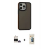 MARSİLYAN™- iPhone 14 Pro Max Kılıf Eksen Işık - Siyah 6D Mat Seramik Hayalet Nano Ekran Koruyucu + Bilvis Titan Kamera Lens - GS