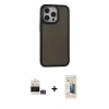 MARSİLYAN™- iPhone 14 Pro Max Kılıf Eksen Işık - Siyah 6D Mat Seramik Hayalet Nano Ekran Koruyucu + Bilvis Titan Kamera Lens - GD
