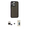 MARSİLYAN™- iPhone 14 Pro Max Kılıf Eksen Işık - Siyah 6D Mat Seramik Hayalet Nano Ekran Koruyucu + Bilvis Titan Kamera Lens - GS