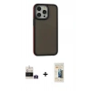 MARSİLYAN™- iPhone 14 Pro Max Kılıf Eksen Işık - Siyah 6D Mat Seramik Hayalet Nano Ekran Koruyucu + Bilvis Titan Kamera Lens - GS