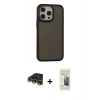 MARSİLYAN™- iPhone 14 Pro Max Kılıf Eksen Işık - Siyah 6D Mat Seramik Hayalet Nano Ekran Koruyucu + Raze Metal Kamera Lens - GD