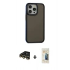MARSİLYAN™- iPhone 14 Pro Max Kılıf Eksen Işık - Siyah 6D Mat Seramik Hayalet Nano Ekran Koruyucu + Raze Metal Kamera Lens - GD