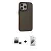 MARSİLYAN™- iPhone 14 Pro Max Kılıf Eksen Işık - Siyah Bilvis 3D Mat Cam Ekran Koruyucu + Bilvis Titan Kamera Lens - DNMR