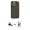MARSİLYAN™- iPhone 14 Pro Max Kılıf Eksen Işık - Siyah Bilvis 3D Mat Cam Ekran Koruyucu + Bilvis Titan Kamera Lens - DNMR