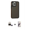 MARSİLYAN™- iPhone 14 Pro Max Kılıf Eksen Işık - Siyah Bilvis 3D Mat Cam Ekran Koruyucu + Bilvis Titan Kamera Lens - GS