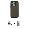 MARSİLYAN™- iPhone 14 Pro Max Kılıf Eksen Işık - Siyah Bilvis 3D Mat Cam Ekran Koruyucu + Bilvis Titan Kamera Lens - GD