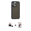 MARSİLYAN™- iPhone 14 Pro Max Kılıf Eksen Işık - Siyah Bilvis 3D Mat Cam Ekran Koruyucu + Bilvis Titan Kamera Lens - DNMR
