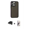 MARSİLYAN™- iPhone 14 Pro Max Kılıf Eksen Işık - Siyah Bilvis 3D Mat Cam Ekran Koruyucu + Raze Metal Kamera Lens - GS