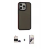 MARSİLYAN™- iPhone 14 Pro Max Kılıf Eksen Işık - Siyah Bilvis 3D Mat Cam Ekran Koruyucu + Bilvis Titan Kamera Lens - SH