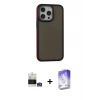 MARSİLYAN™- iPhone 14 Pro Max Kılıf Eksen Işık - Siyah Bilvis 5in1 3D Magic Cam Ekran Koruyucu + Bilvis Titan Kamera Lens - GS