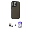 MARSİLYAN™- iPhone 14 Pro Max Kılıf Eksen Işık - Siyah Bilvis 5in1 3D Magic Cam Ekran Koruyucu + Bilvis Titan Kamera Lens - GS