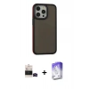 MARSİLYAN™- iPhone 14 Pro Max Kılıf Eksen Işık - Siyah Bilvis 5in1 3D Magic Cam Ekran Koruyucu + Bilvis Titan Kamera Lens - SH