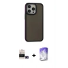 MARSİLYAN™- iPhone 14 Pro Max Kılıf Eksen Işık - Siyah Bilvis 5in1 3D Magic Cam Ekran Koruyucu + Bilvis Titan Kamera Lens - SH