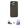 MARSİLYAN™- iPhone 14 Pro Max Kılıf Eksen Işık - Siyah Bilvis 5in1 5D Magic Hayalet Cam Ekran Koruyucu + Bilvis Titan Kamera Lens - SH