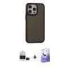 MARSİLYAN™- iPhone 14 Pro Max Kılıf Eksen Işık - Siyah Bilvis 5in1 5D Magic Hayalet Cam Ekran Koruyucu + Bilvis Titan Kamera Lens - SH