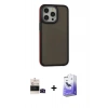 MARSİLYAN™- iPhone 14 Pro Max Kılıf Eksen Işık - Siyah Bilvis 5in1 5D Magic Hayalet Cam Ekran Koruyucu + Bilvis Titan Kamera Lens - SH